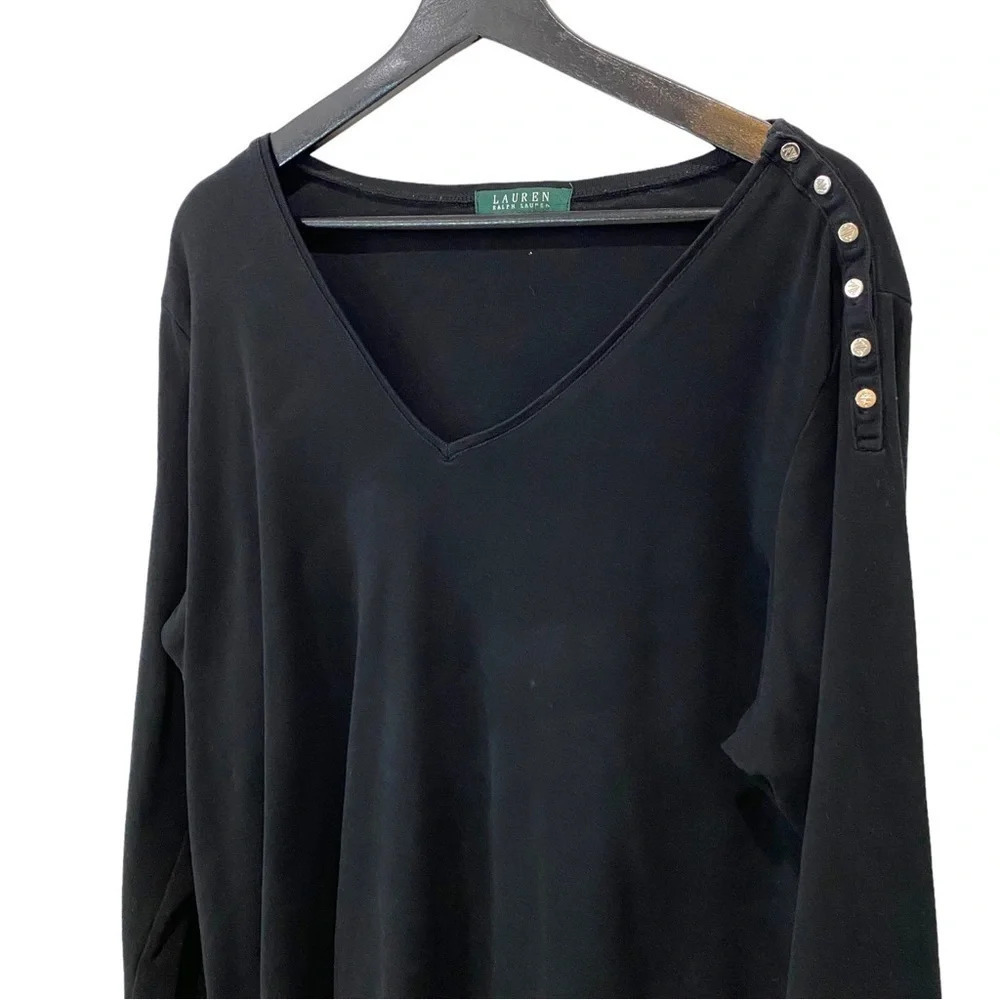 Lauren Ralph Lauren Boat Neck V Long Sleeve Capsule Black Shirt